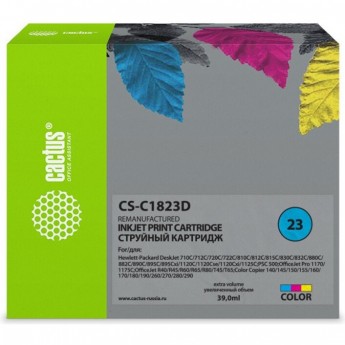 Струйный картридж CACTUS CS-C1823D (HP 23) для HP Color Copier 140, 150, 160, 170, 180, 190, 260, 270, 280; DeskJet 700, 710, 720, 810, 830, 880, 890, 895, 1120; OfficeJet 1170, 1175, r40, r45, r60, r65, r80, t45, t65; PSC 500, цветной, 39 мл