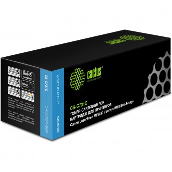 Лазерный картридж CACTUS CS-C731C (Cartridge 731) для Canon LBP 7100 i-Sensys, 7100cn i-Sensys, 7110 i-Sensys, 7110cw i-Sensys; MF623cn i-Sensys, 628cw i-Sensys, 8230 i-Sensys, 8230cn i-Sensys, 8280 i-Sensys, голубой, 1 800 стр.