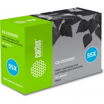 Лазерный картридж CACTUS CS-CE255XS (HP 55X) для HP LaserJet M521 Pro 500 MFP, M521dn Pro MFP, M521dw Pro MFP, M525 , M525c MFP, M525f, P3010, P3015, P3015d, P3015dn, P3015n, P3015x, черный, увеличенной емкости, 12 500 стр.