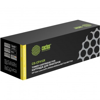 Лазерный картридж CACTUS CS-CF412X (HP 410X) для HP Color LaserJet M377, M377dw (M5H23A), M452 Pro, M452dn Pro (CF389A), M452nw Pro (CF388A), M477, M477fdn, M477fdw, M477fnw, желтый, увеличенной емкости, 5 000 стр.