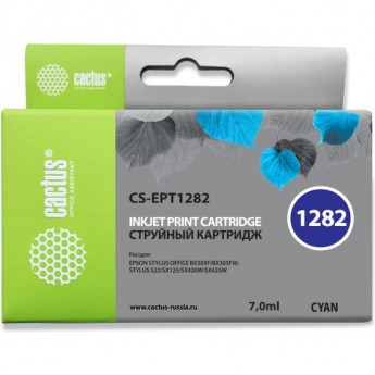Струйный картридж CACTUS CS-EPT1282 (T1282) для Epson Stylus Office BX305; Epson Stylus S22, S125, SX125, SX130, SX230, SX235, SX235w, SX420, SX420w, SX425, SX430, SX430w, SX435, SX438, SX438w, SX440, SX445we, голубой, 7 мл
