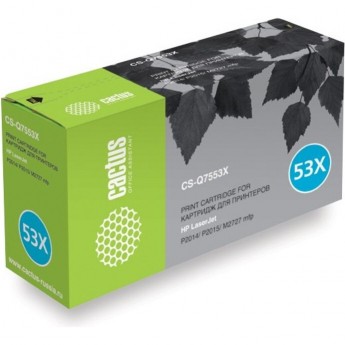 Лазерный картридж CACTUS CS-Q7553X (HP 53X) для HP LaserJet M2727 MFP, M2727nf MFP, M2727nfs MFP, P2010 series, P2012, P2014, P2012n, P2014n, P2015, P2015d, P2015dn, P2015dtn, P2015n, P2015x, черный, увеличенной емкости, 7 000 стр.