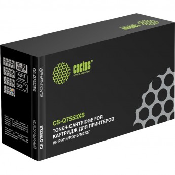 Лазерный картридж CACTUS CS-Q7553XS (HP 53X) для HP LaserJet M2727 MFP, P2010 series, P2012, P2014, P2012n, P2014n, P2015, P2015d, P2015dn, P2015dtn, P2015n, P2015x, черный, увеличенной емкости, 7 000 стр.