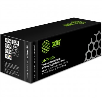 Лазерный картридж CACTUS CS-TN1075 (TN-1075) для принтеров Brother HL 1110r, HL 1112r, DCP 1510r, DCP 1512r, MFC 1810r, MFC 1815r, HL 1210wr, HL 1212wr, DCP 1610wr, DCP 1612wr, MFC 1912wr, черный, 1 000 стр.