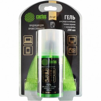 Чистящий набор (салфетки + гель) CACTUS для экранов и оптики блистер 1шт 25х25см 200мл