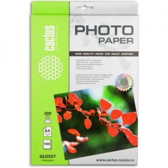 Фотобумага CACTUS CS-GA4200100, формат A4, 200г/м2, белая