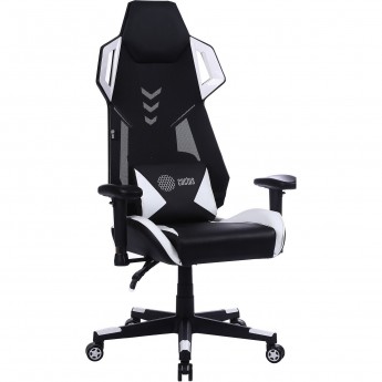 Кресло игровое CACTUS CS-CHR-090BLW цвет: черно-белый, обивка: эко.кожа/сетка, крестовина: пластик черно-белый