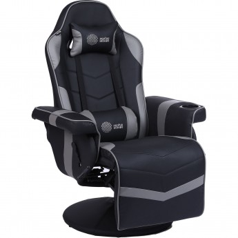 Кресло игровое CACTUS CS-CHR-GS200BLG цвет: черно-серый, обивка: эко.кожа, блин металл черный подст.для ног