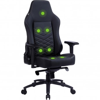 Кресло игровое CACTUS CS-CHR-0112BL-M вибромассаж, черное с подголов.