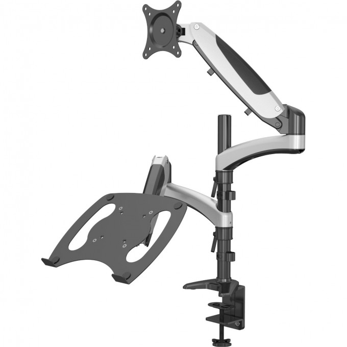 Кронштейн для монитора/ноутбука CACTUS серебряный 13"-27" макс.8кг настольный поворот и наклон CS-VM-LH08-AL