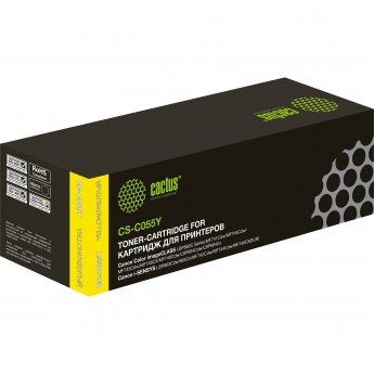 Лазерный картридж CACTUS CS-C055Y (Canon 055 Y) для Canon LBP663Cdw, LBP664Cx, MF746Cx, MF742Cdw, MF744Cdw, желтый, 2 100 стр.