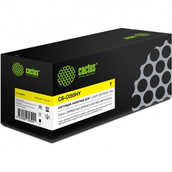 Лазерный картридж CACTUS CS-C055HY (Cartridge 055H) для Canon LBP663Cdw, LBP664Cx, MF746Cx, MF742Cdw, MF744Cdw, желтый, 5 900 стр.