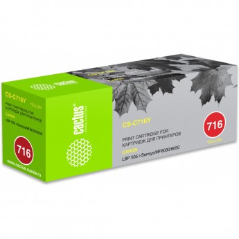 Лазерный картридж CACTUS CS-C716Y (Cartridge 716) для Canon LBP 5050 i-Sensys, 5050n; MF8030 i-Sensys, 8030cn, 8040, 8040cn, 8050, 8050cn, 8080, 8080cw, желтый, 1 500 стр.