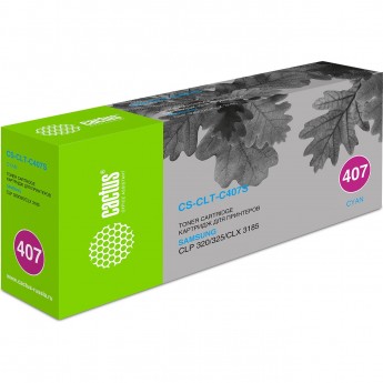 Лазерный картридж CACTUS CS-CLT-C407S (CLT-C407S) для Samsung CLP320, 320n, 325, 325w; CLX3180, 3180fn, 3180fw, 3185, 3185fw, 3185n, 3185fn, 3185w, голубой, 1 000 стр.