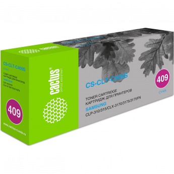 Лазерный картридж CACTUS CS-CLT-C409S (CLT-C409S) для Samsung CLP 310, 310n, 315, 315n, 315w; CLX 3170, 3170n, 3170fn, 3175, 3175fn, 3175fw, 3175n, голубой, 1 000 стр.