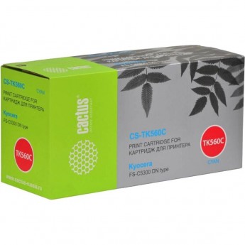 Лазерный картридж CACTUS CS-TK560С (TK-560C) для принтеров Kyocera Mita P6030 Ecosys, P6030cdn Ecosys, Mita FS C5300, C5300dn, C5350, C5350dn, голубой, 10 000 стр.