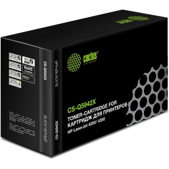 Лазерный картридж CACTUS CS-Q5942X (HP 42X) для HP LaserJet 4240, 4240n, 4250, 4250dtn, 4250dtnsl, 4250n, 4250tn, 4350, 4350dtn, 4350dtnsl, 4350n, 4350tn, черный, увеличенной емкости, 20 000 стр.