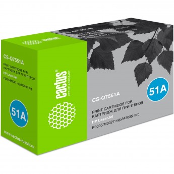 Лазерный картридж CACTUS CS-Q7551A (HP 51A) для HP LaserJet M3027 MFP, M3027x MFP, M3035 MFP, M3035x MFP, M3035xs MFP, P3005, P3005d, P3005dn, P3005dtn, P3005n, P3005x, черный, 6 500 стр.