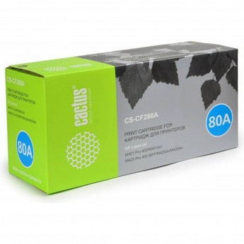 Лазерный картридж CACTUS CS-CF280A (HP 80A) для HP LaserJet M401 Pro 400, M401a, M401d Pro 400, M401dn, M401dne (CF399A), M401dw, M401n, M425 Pro 400 MFP, M425dn, M425dw, черный, 2 700 стр.