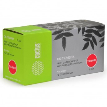 Лазерный картридж CACTUS CS-TK560BK (TK-560K) для принтеров Kyocera Mita P6030 Ecosys, P6030cdn Ecosys, Mita FS C5300, C5300dn, C5350, C5350dn, черный, 12 000 стр.