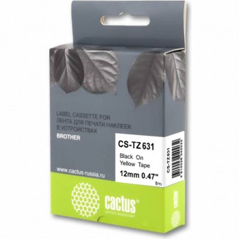 Лента CACTUS CS-TZ631 (TZE-631) для Brother 1010, 1260VP, 1830VP, 9700PC, черный, 12 мм X 8 м