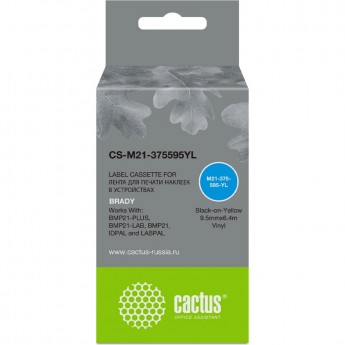 Ленточный картридж CACTUS CS-M21-375595YL для Brady BMP21-PLUS, BMP21-LAB, черный