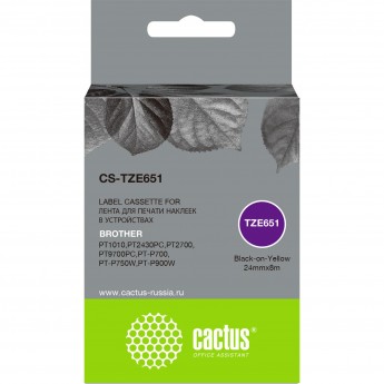 Ленточный картридж CACTUS CS-TZE651 для Brother 1010, 1280, 1280VP, 2700VP, черный