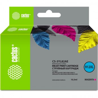 Струйный картридж CACTUS CS-3YL82AE (912XL) для HP OfficeJet 8012, 8014, 8015, 8017; OfficeJet Pro 8022, 8023, 8024, 8025 AIO, пурпурный, 10.5 мл