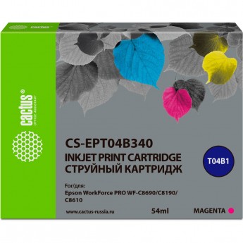 Струйный картридж CACTUS CS-EPT04B340 (C13T04B340) для Epson WorkForce Pro WF-C8190, WF-C8690, пурпурный, 54 мл
