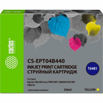 Струйный картридж CACTUS CS-EPT04B440 (C13T04B440) для Epson WorkForce Pro WF-C8190, WF-C8690, желтый, 54 мл