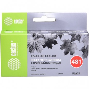 Струйный картридж CACTUS CS-CLI481XXLBK (CLI-481BK XXL) для Canon Pixma TR7540, TR8540, TS6140, TS8140, TS9140, TS704, черный, 12 мл