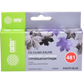 Струйный картридж CACTUS CS-CLI481XXLPB (CLI-481C XXL) для Canon Pixma TS8140, TS9140, голубой, для фото-печати, 12 мл