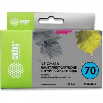 Струйный картридж CACTUS CS-C9453A (HP 70) для HP DesignJet Z2100, Z2100gp, Z3100, Z3100gp, Z3100ps gp, Z3200, Z3200ps, Z5200, Z5400 ePrinter, Z5400ps PostScript, пурпурный, 130 мл
