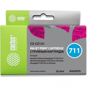 Струйный картридж CACTUS CS-CZ131 (HP 711) для HP DesignJet T120, T520 A0, T520 A1, увеличенной емкости, пурпурный, 26 мл