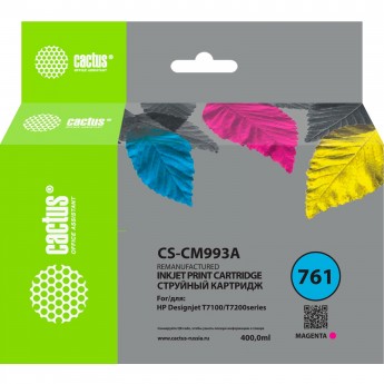 Струйный картридж CACTUS CS-CM993A (HP 761) для HP DesignJet T7100, Т7200, пурпурный, 400 мл