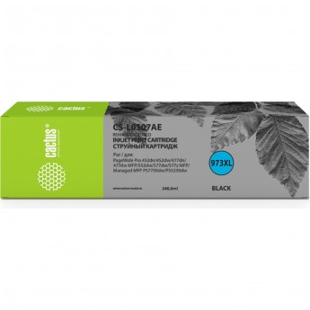 Струйный картридж CACTUS CS-L0S07AE (HP 973X) для HP PageWide Pro 452dw, Pro 477dw, увеличенной емкости, черный, 240 мл