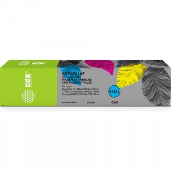 Струйный картридж CACTUS CS-F6T81AE (HP 973X) для HP PageWide Pro 452dw, Pro 477dw, увеличенной емкости, голубой, 110 мл