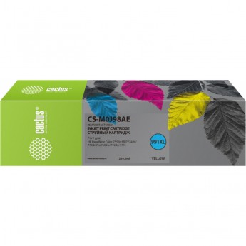 Струйный картридж CACTUS CS-M0J98AE (HP 991) для HP PW 755dn, MFP 774dn, 779dn, Pro 750dw, 772dn, увеличенной емкости, желтый, 250 мл