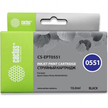 Струйный картридж CACTUS CS-EPT0551 (T0551) для принтеров Epson Stylus Photo R240, R245, RX420, RX425, RX430, RX520, черный, 10 мл