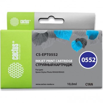 Струйный картридж CACTUS CS-EPT0552 (T0552) для принтеров Epson Stylus Photo R240, R245, RX420, RX425, RX430, RX520, голубой, 10 мл