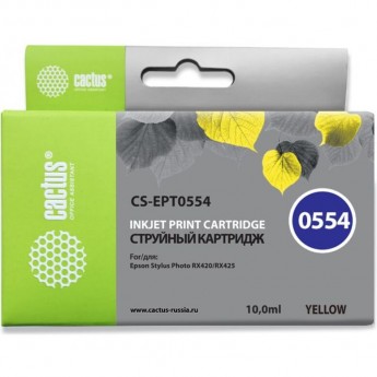 Струйный картридж CACTUS CS-EPT0554 (T0554) для принтеров Epson Stylus Photo R240, R245, RX420, RX425, RX430, RX520, желтый, 10 мл