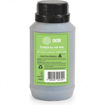Тонер для принтера CACTUS CS-THP6BK-95 для картриджа HP Q6000A и его аналога Cactus CS-Q6000A, черный, флакон 95 гр.